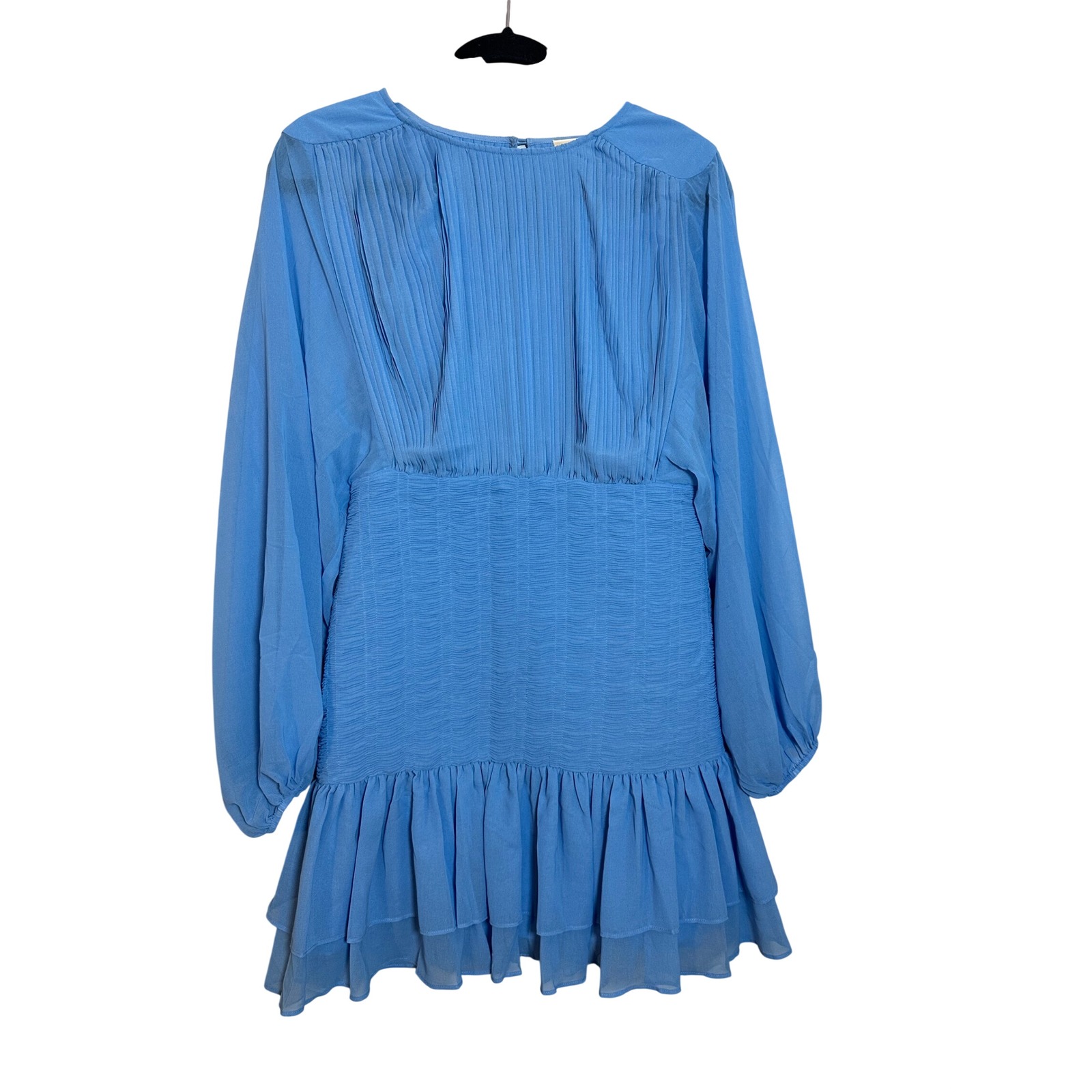 Marlo Brittany Blue Pleated Smocked Ruffle Hem Mini Dress Girls Size 16